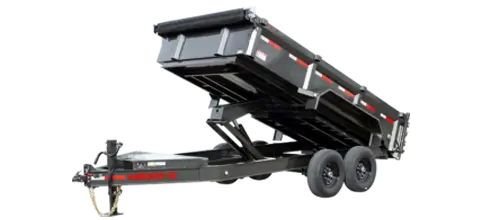 Trailer dump gray 4 wheels, elevated support