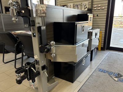 Toolboxes display at Visto's Trailer Sales